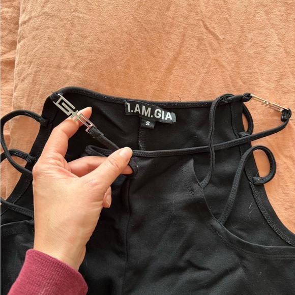 I.AM.GIA Black Strappy Flare Pants - Picture 4 of 4